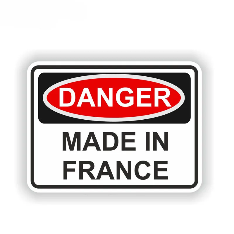 

13CM*9.4CM Personality MADE IN FRANCE Accessories DANGER Warning Car Sticker