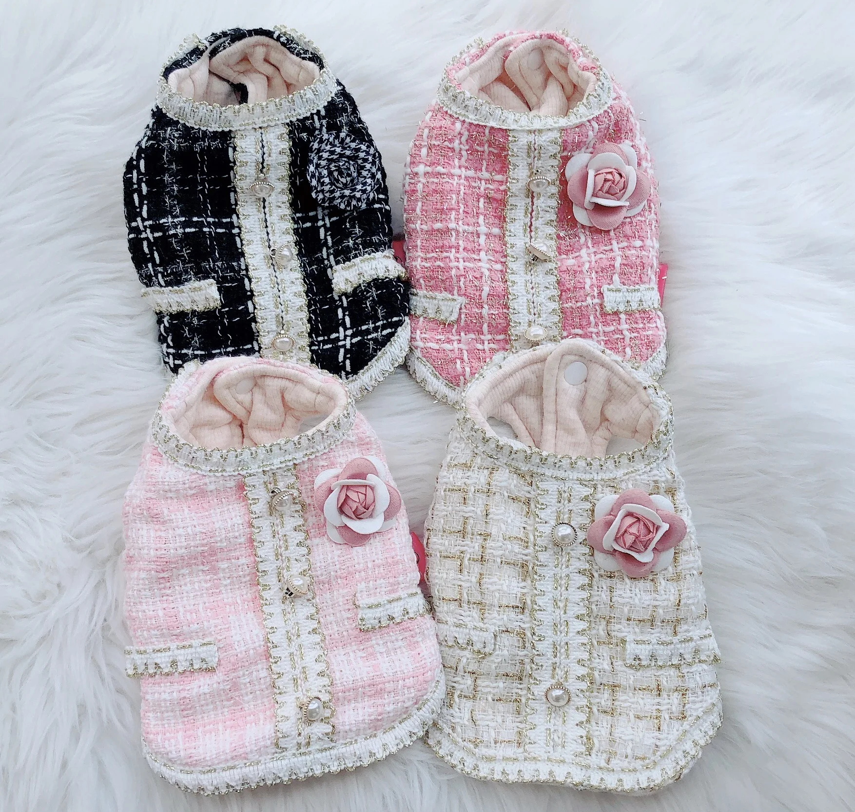 

Short Dog Vest Warm Pet Clothes with Flower Decor Four Colors Xs-xl Sizes Luxury Dog Clothes for Small and Medium Dogs Products