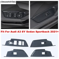 car interior glass window lift switch panel cover trim abs carbon fiber accessories fit for audi a3 8y sedan sportback 2021 2022