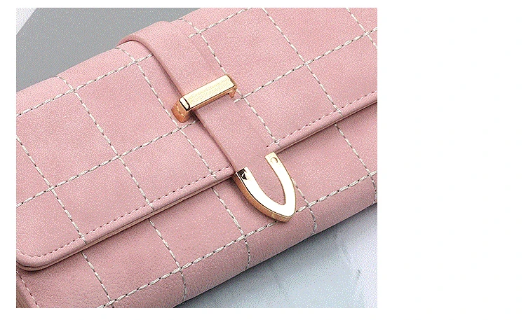 2019 Korean fashion pu leather women long wallet Triple folding purses Ladies clutch Female matte plaid black | Багаж и сумки
