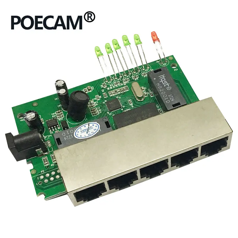 5 Порты и разъёмы 10/100 Мбит/с пассивной коммутатор питания через ethernet 12V 15V 18V 24V