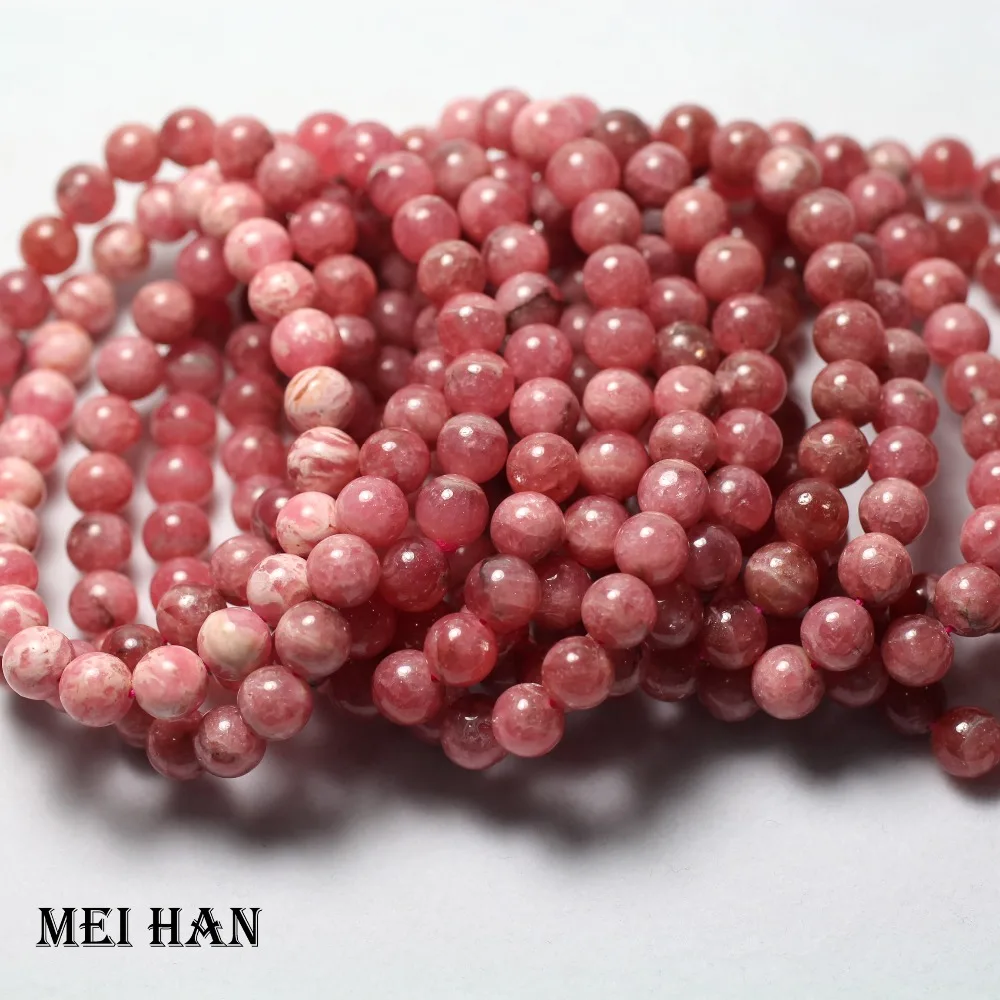Meihan(23 бусины/комплект/23 г) 8-8,3 мм+ натуральный Родохрозит гладкие круглые бусины россыпью камень оптом