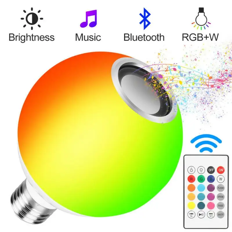 Смарт E27 12W лампа светодиодный RGB светильник Беспроводной Bluetooth аудио Динамик