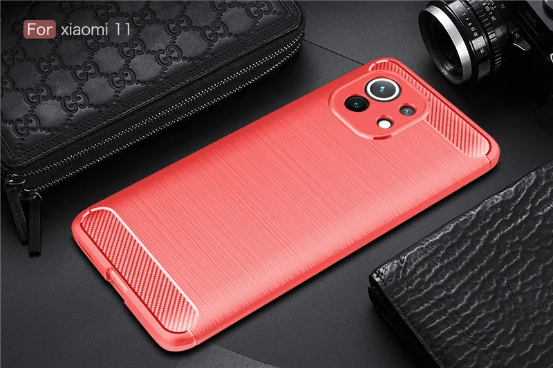 leather case for xiaomi Dành Cho Xiaomi Mi 11 Ốp Lưng Chống Sốc Sợi Carbon Dẻo Silicone Ốp Lưng Điện Thoại Xiaomi Mi11 Mi 11 Mềm Mại Ốp Lưng TPU xiaomi leather case case