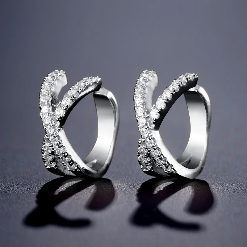 White Красивые серьги-Клипсы из кубического циркония AAA ZAKOL, хрящи, модные серьги-манжеты в виде листьев, Женские Ювелирные аксессуары FSSP3017 - Окраска металла: White