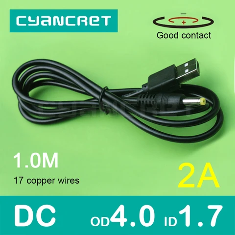 Кабель питания USB к DC 4,0 мм x 1,7 мм 1,0 м 2A Поддержка 5 в или 9 В или 12 В зарядное устройство Соединительный кабель для маршрутизатора ТВ приставки настольной лампы MP4