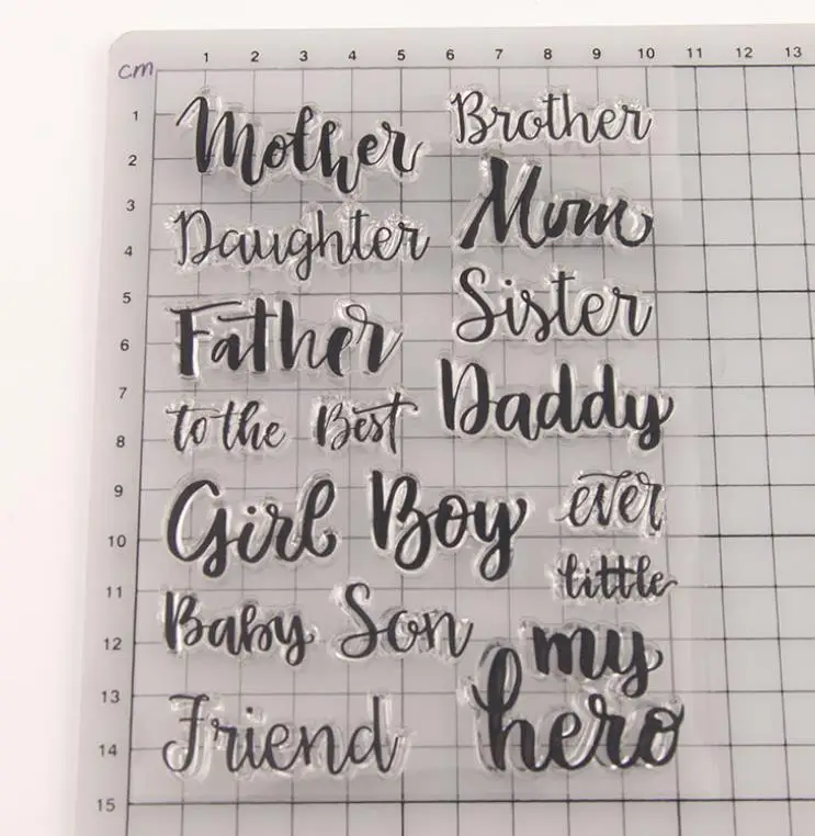 

1PC Hot Family Words Father Mother Transparent Silicone Stamp for Seal DIY Scrapbooking Photo Album Decor Clear Stamp Gift