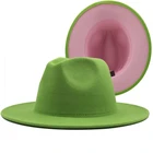 Фетровая шляпа с тонким ремнем, фетровая шляпа из шерсти и фетра, с пряжкой и широкими полями, цвет зеленыйрозовый, 56-60 см