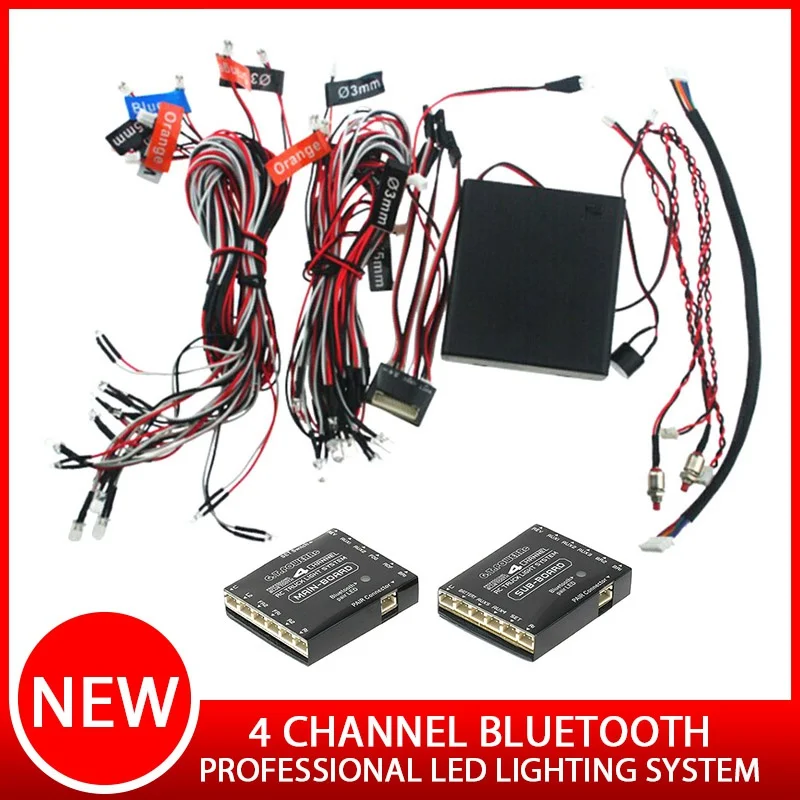 

GT Power 4 Channel Bluetooth Professional LED Lighting System For RC Car Truck includes 14 kinds of flashing modes