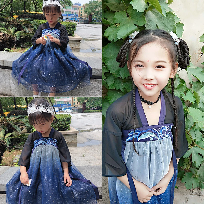 Дети Hanfu танцевальный костюм карнавальный наряд традиционная китайская одежда ретро принцесса древние костюмы сказочное платье для девочек