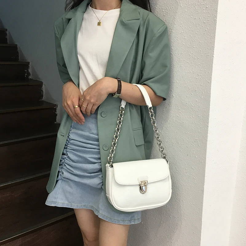 

Fashion Design Women Chain Small Square Shoulder Bags Vintage Ladies Clutch Purse Handbags PU Leather Female Girls Underarm Bag