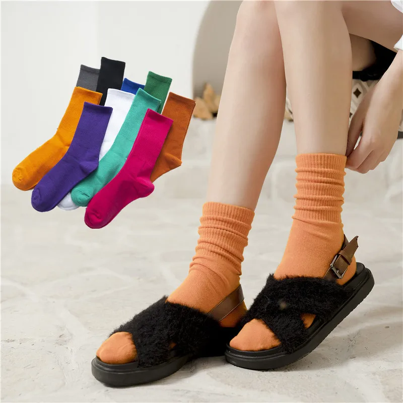 Корейская версия моды конфетный оттенок женский кучи носки осень зима новый
