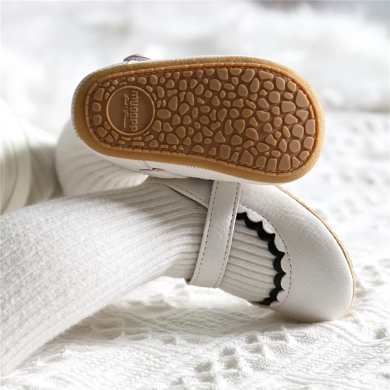 

Infant Baby Girl Hook and Loop Black/Papayawhip/Yellow/White/Brown Marry Jane PU Leather Soft Non-Slip Footwear Crib Shoes