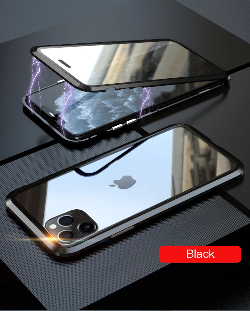 LUPHIE, Магнитный чехол на 360 градусов для iPhone 11 Pro Max, чехол, передний и задний стеклянный чехол для iPhone 11 pro Max, Магнитный чехол