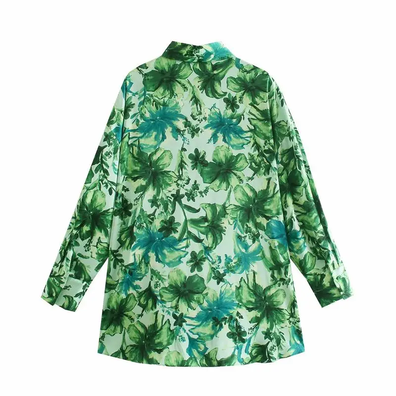

ZA Women Blouse Summer Single Breasted Casual Tops Long Sleeve Floral Printed Turn Down Collar Female Loose Blouse
