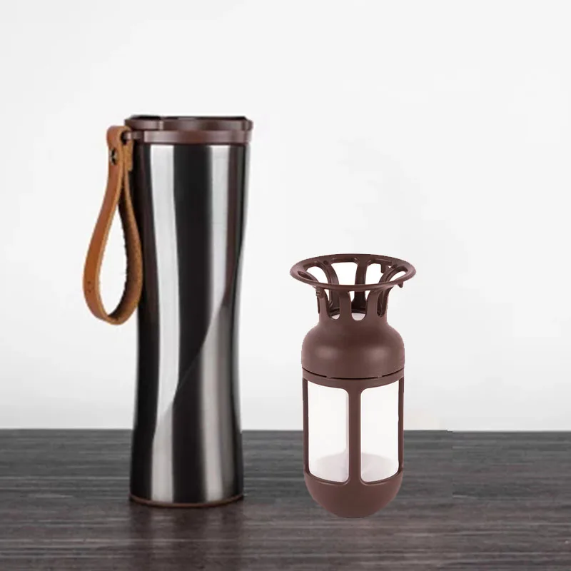 darkgrey with filter Original Xiaomi Mijia Kiss Kiss Fish Stainless Steel Thermal Vacuum Water Bottle Sensitive Temperature Sensor with Coffee Brewer - Цвет: darkgrey with filter