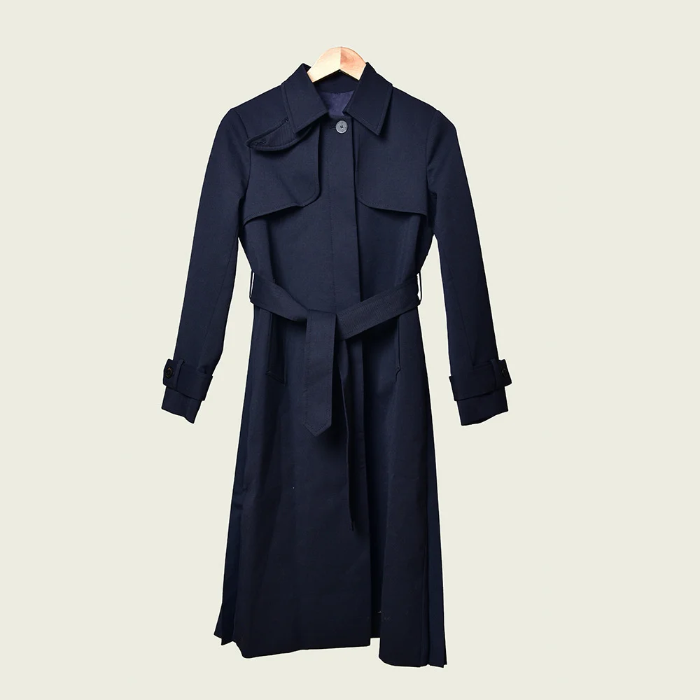 

new in autumn and winter stand collar pleated bow windbreaker coat