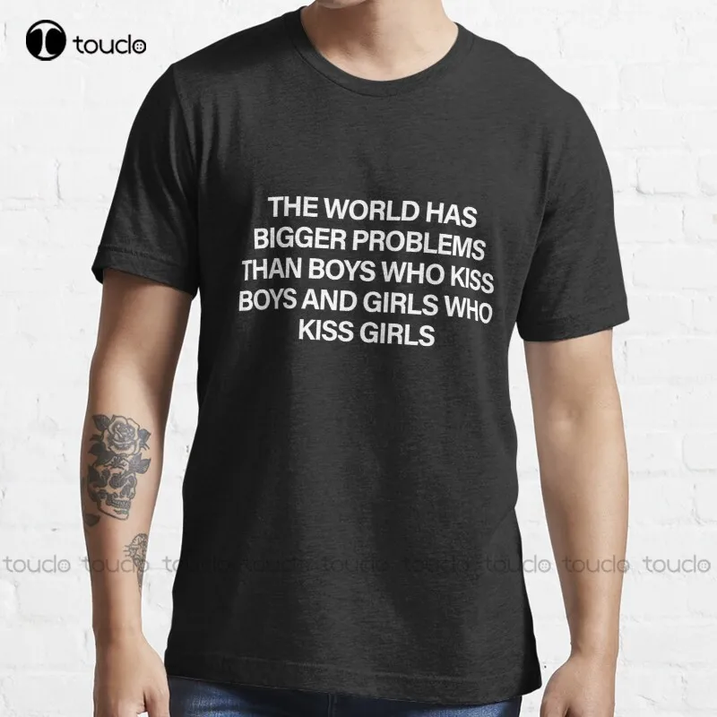 

Новые проблемы в мире больше, чем у мальчиков, которые целуют мальчиков и девочек, которые целуют девочек, футболки из хлопка, футболки