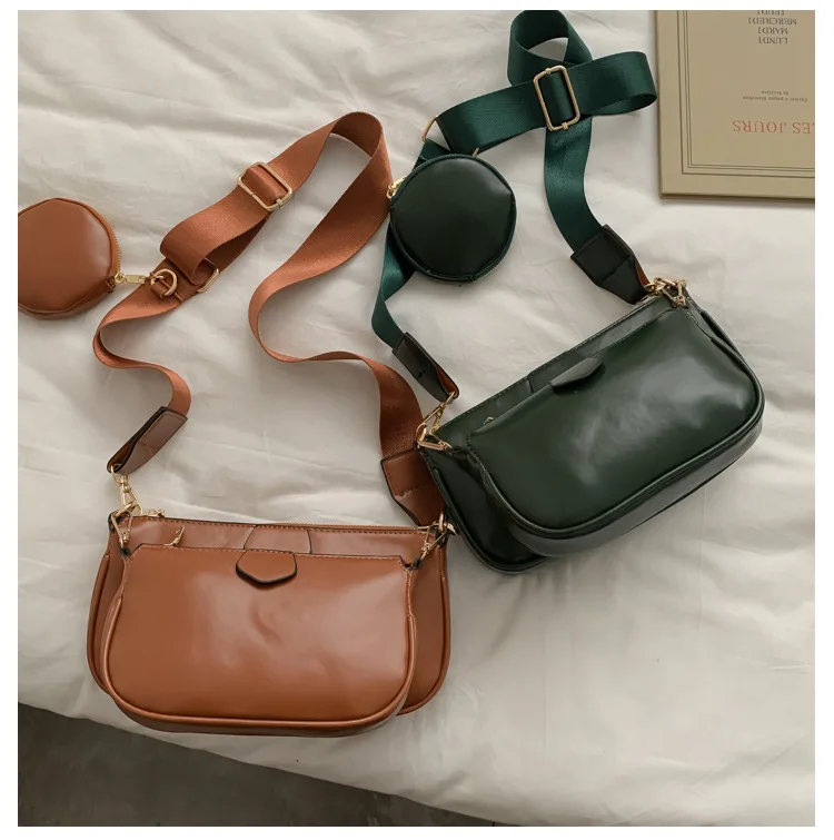 Модная женская сумка Кроссбоди из 3 предметов одноцветная универсальная через