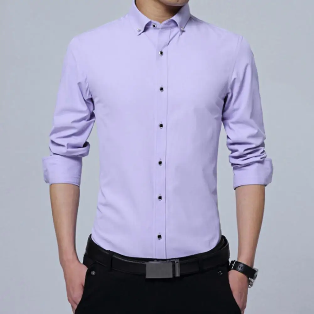 

Однобортная однотонная мягкая деловая рубашка с защитой от железа для интервью