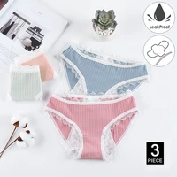 3 pcslot leak proof menstrual panties physiological pants women underwear period cotton waterproof briefs set dropshipping