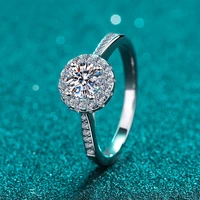 wholesale moissanite ring round design 100 sterling silver simulated diamond 50 2ct for women bridal wedding fine jewelry