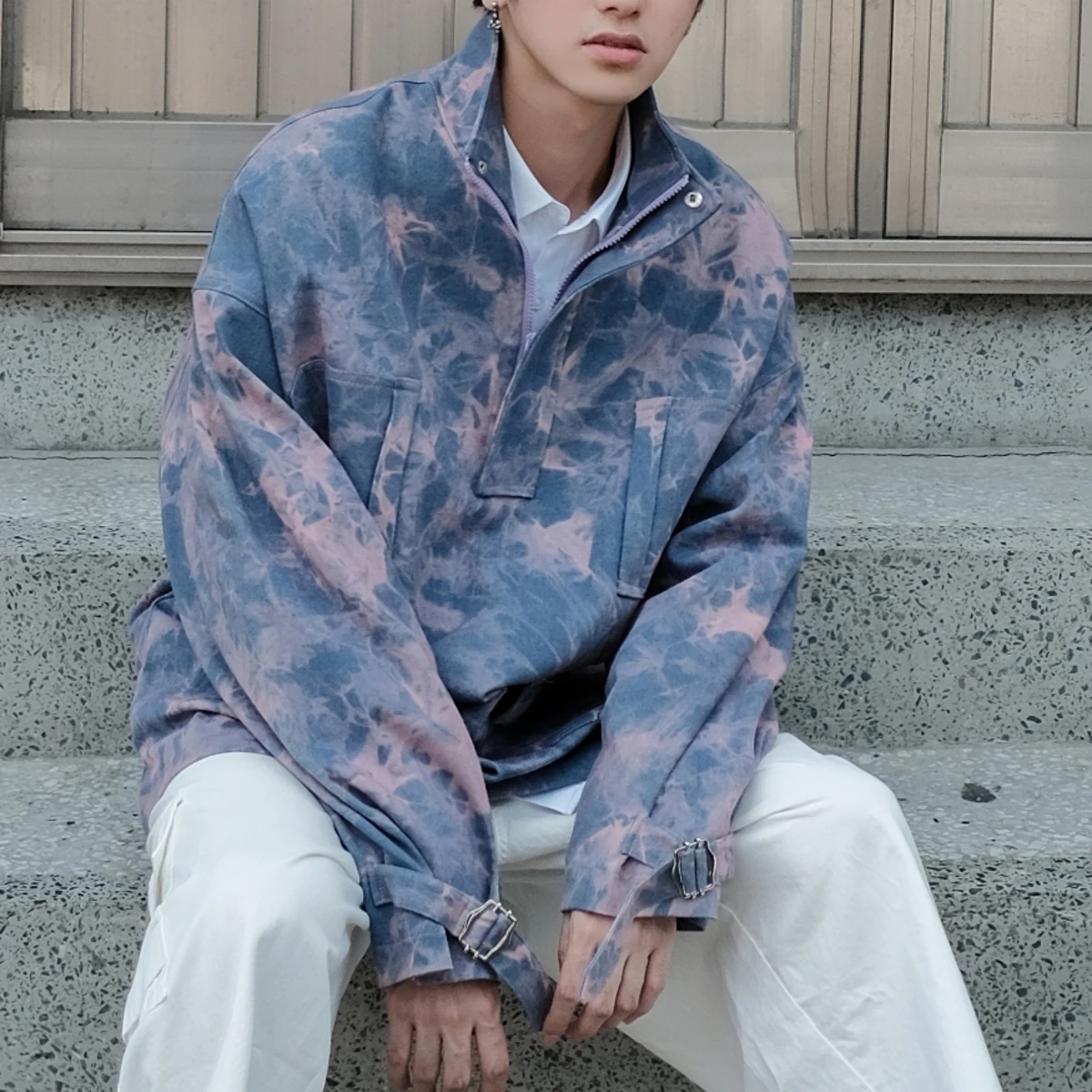 Мужская свободная куртка бомбер ветровка в стиле оверсайз одежда для работы