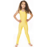 yellow girls tank unitards stirrups kids nylon gymnastics unitard dance bodysuit stage performance show for children