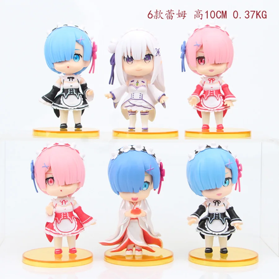 Аниме Фигурки PVC-модели кукол Re:zero Ram Rem Emilia Re: Starting Life In A Different World From Zero, Q-версия, 6 шт.