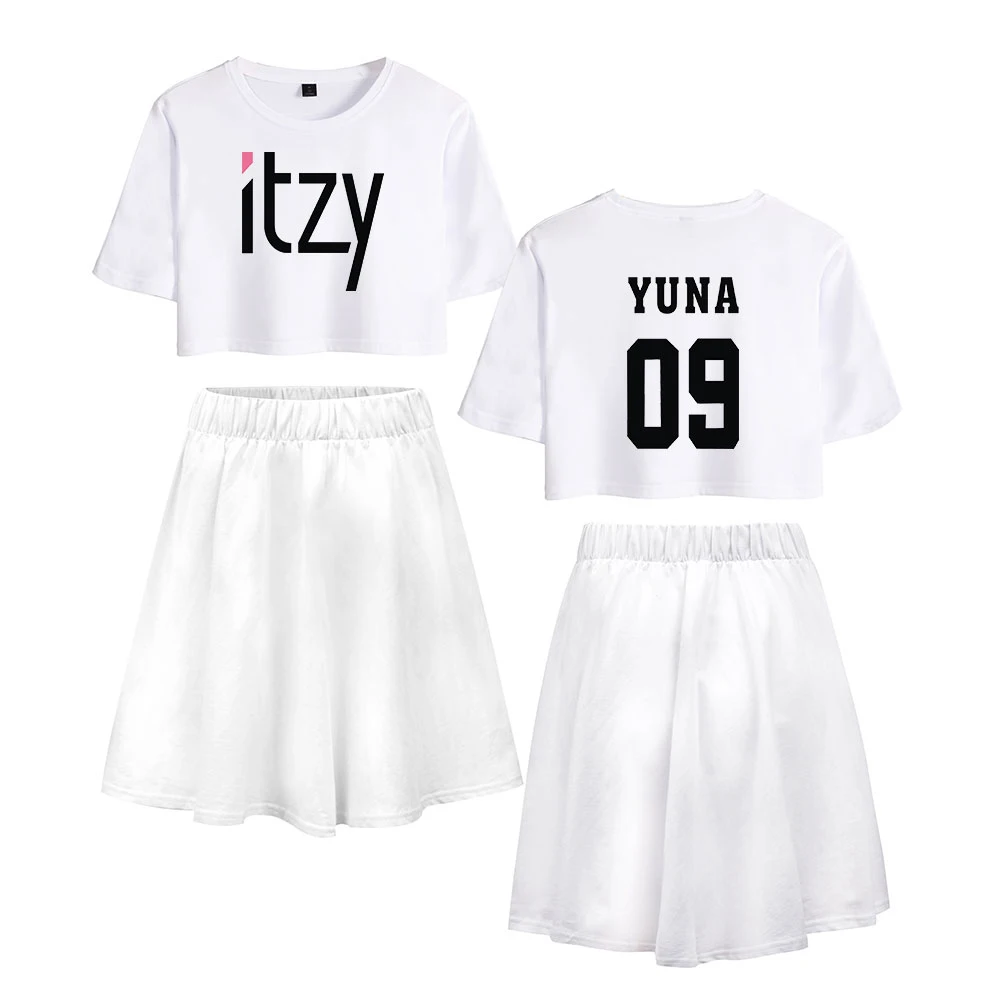 Женский комплект из двух предметов ITZY летний укороченный топ с коротким рукавом