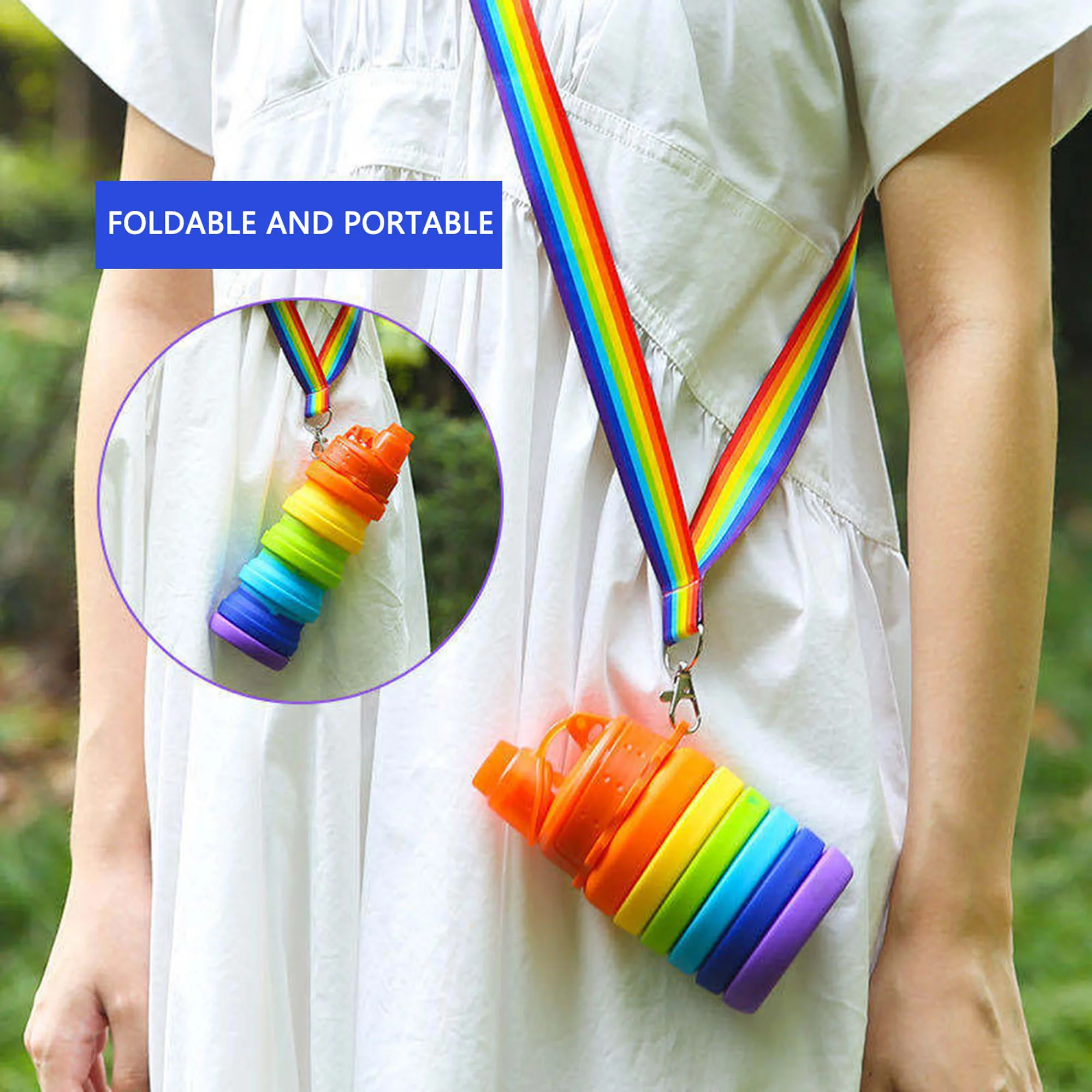 Новая Радужная Спортивная бутылка для воды 500 мл портативная складная напитков