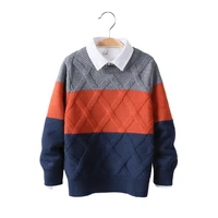 new year grid pullover sweaters for childrens knitted clothes high collar sweater for boys winter tops 2 to 3 5 6 8 9 10 years