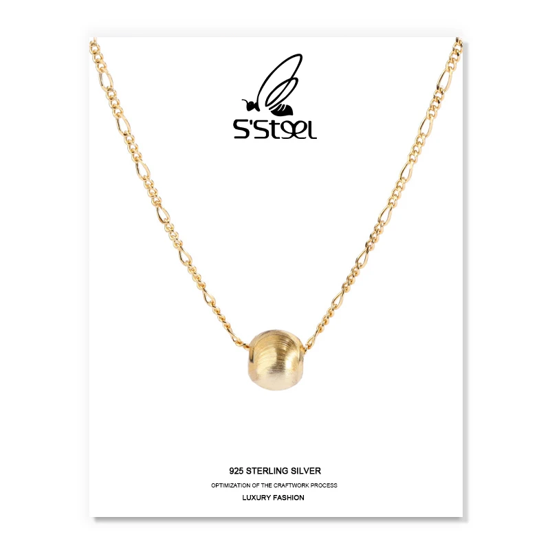 

S'STEEL Round Beads Pendants Necklace For Women 925 Sterling Silver New 2021 Personalized Designer Winter Chain Necklace Jewelry