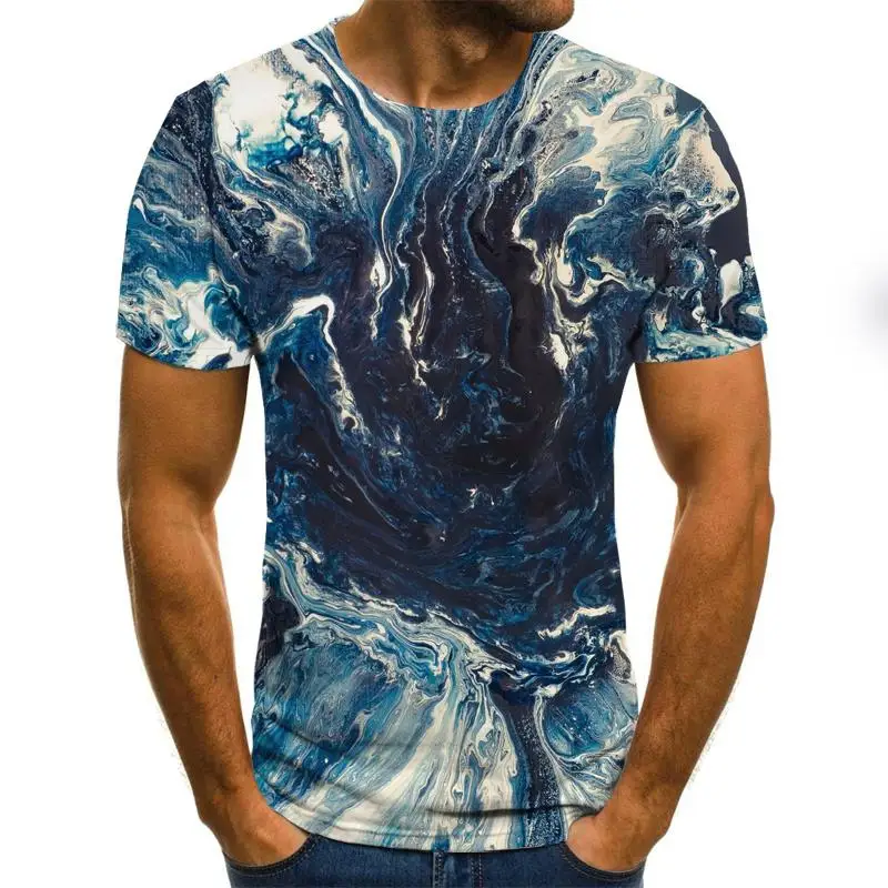 

The Latest 3d Printed T-shirt Short-sleeved Summer Casual Top With Ink Drawing Pattern Tee Fashion O-neck T-shirt For Men