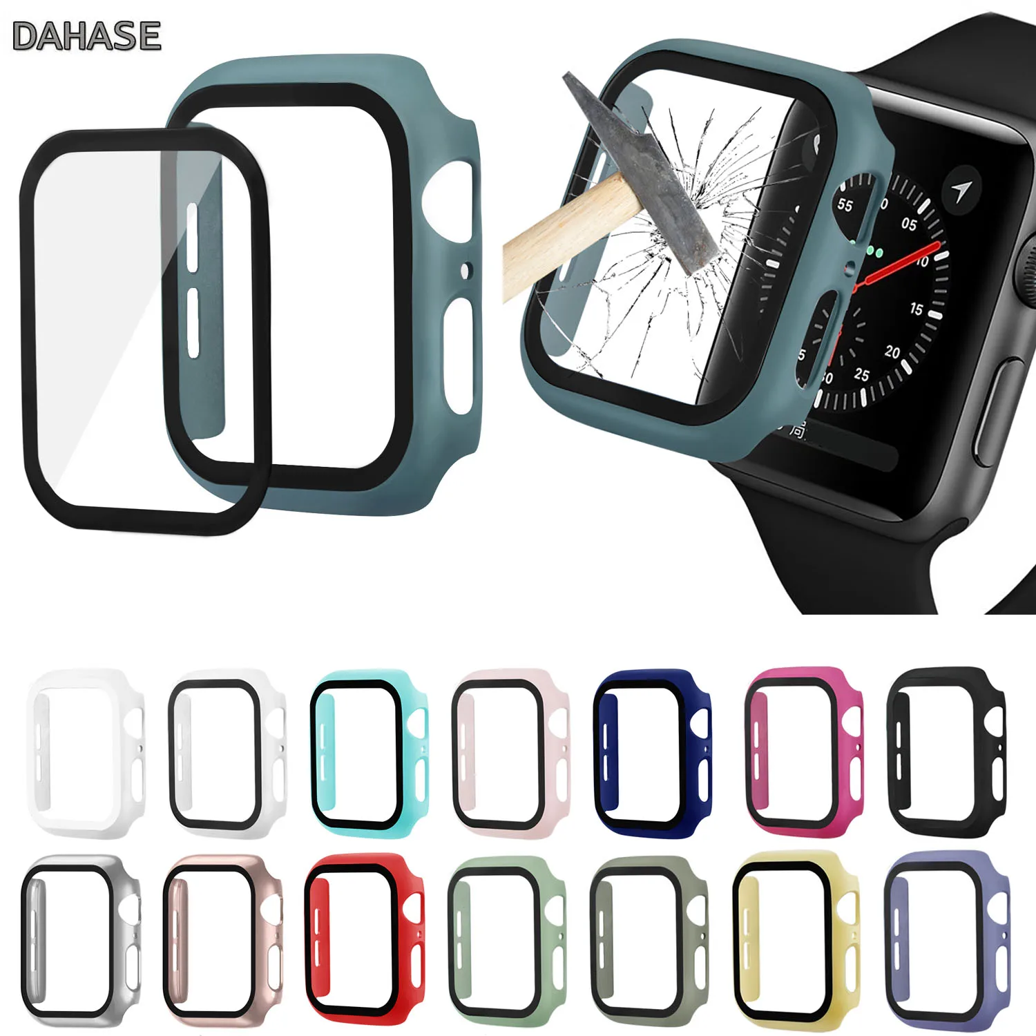 Чехол для часов Apple Watch 5/4 40 мм 44 PC Бампер со стеклянной защитной пленкой iWatch Series 3/2