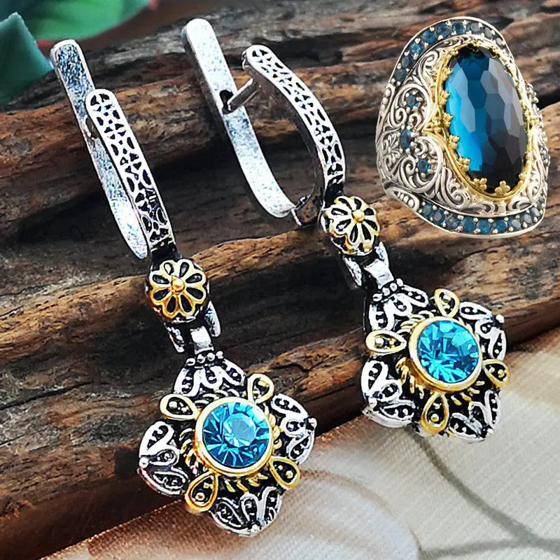 НОВЫЕ комплекты винтажных украшений в виде колец и сережек для женщин свадебные