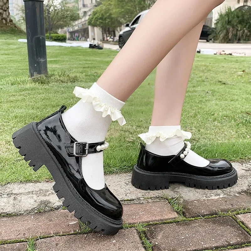 

Mary Jane Shoes Women Vintage Soft Thick Bottom Round Head Bowknot Lolita Shoes Girls Cosplay Costume Shoes