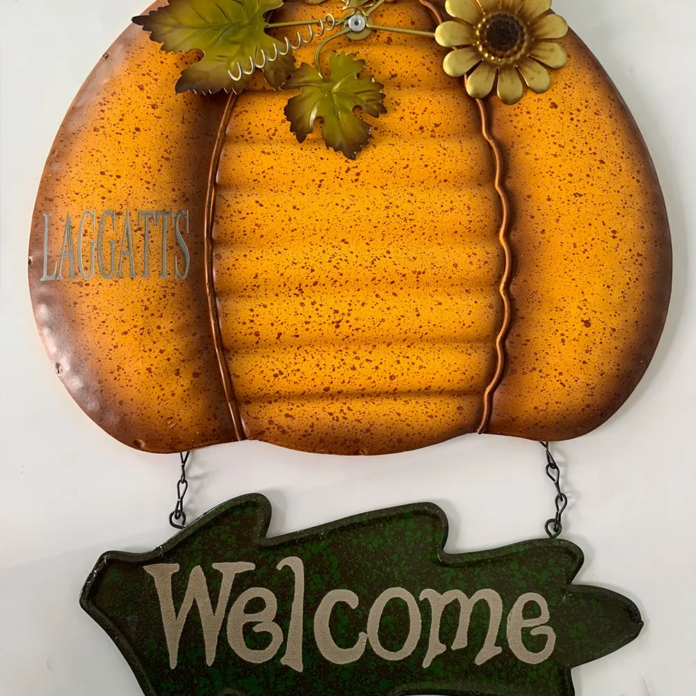 LAGGATTS 18.5 inches Tall  Festival Party Pumpkin Art Wall Hanging Tree Decoration Metal  For Indoor Or Outdoor Home Garden Jsys