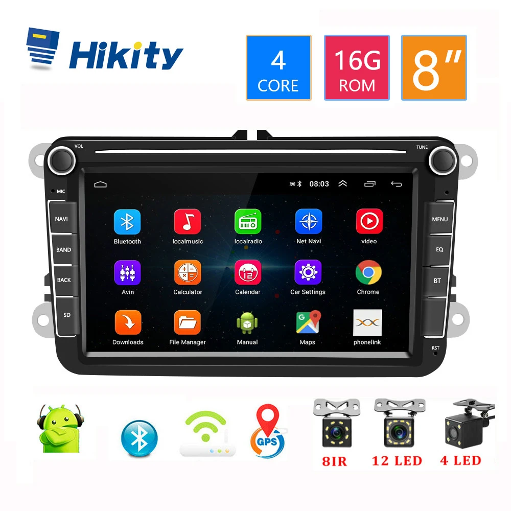 Hikity " Android 8,1 Автомобильный мультимедийный dvd-плеер 2 Din gps навигация Авторадио для Skoda VW Passat B6 Polo Golf 4 5 Touran Seat