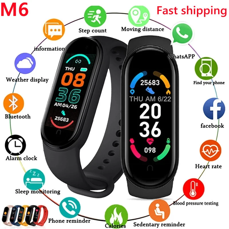 

Hot Sale 2021 M6 Smart Band Bracelet IP67 Waterproof Smarthwatch Blood Pressure Fitness Tracker Smartband Fitness Wristbands