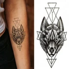 Временные тату-наклейки для мужчин и женщин, геометрические, клевые, минималистичные, водостойкие, с черным волком, наклейки для боди-арта