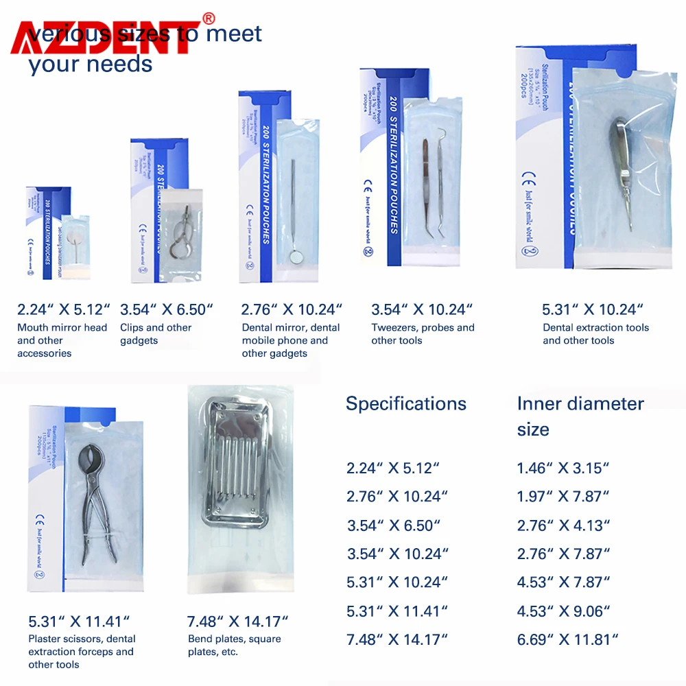 Медицинские пакеты для стерилизации 200 шт в коробке высокотемпературные оксидом