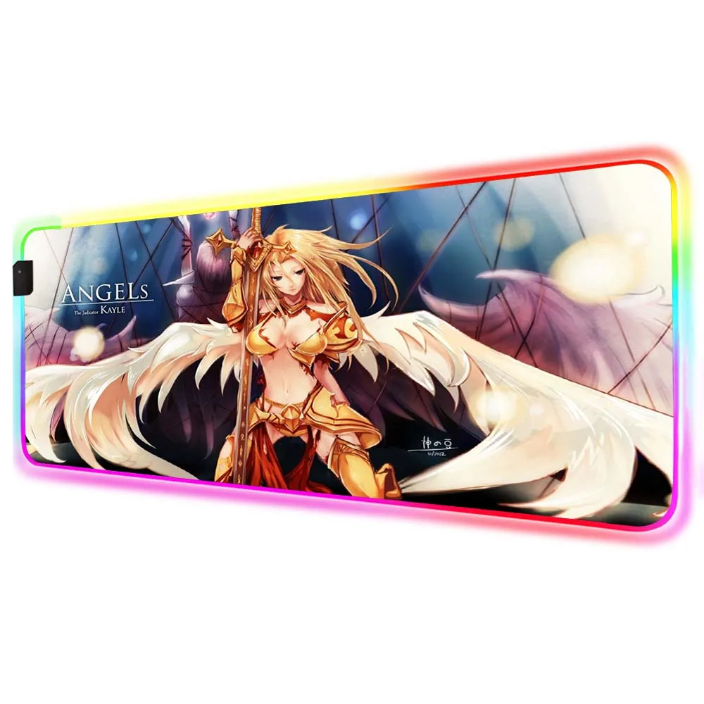 Игровой компьютерный коврик для мыши Mairuige Anime Saint Seiya игровой с RGB подсветкой 90x40 см