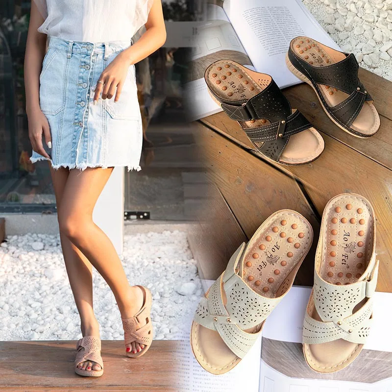 

Сандалии женские повседневные Нескользящие, пляжная обувь, плоская подошва, массажные тапочки, 2021