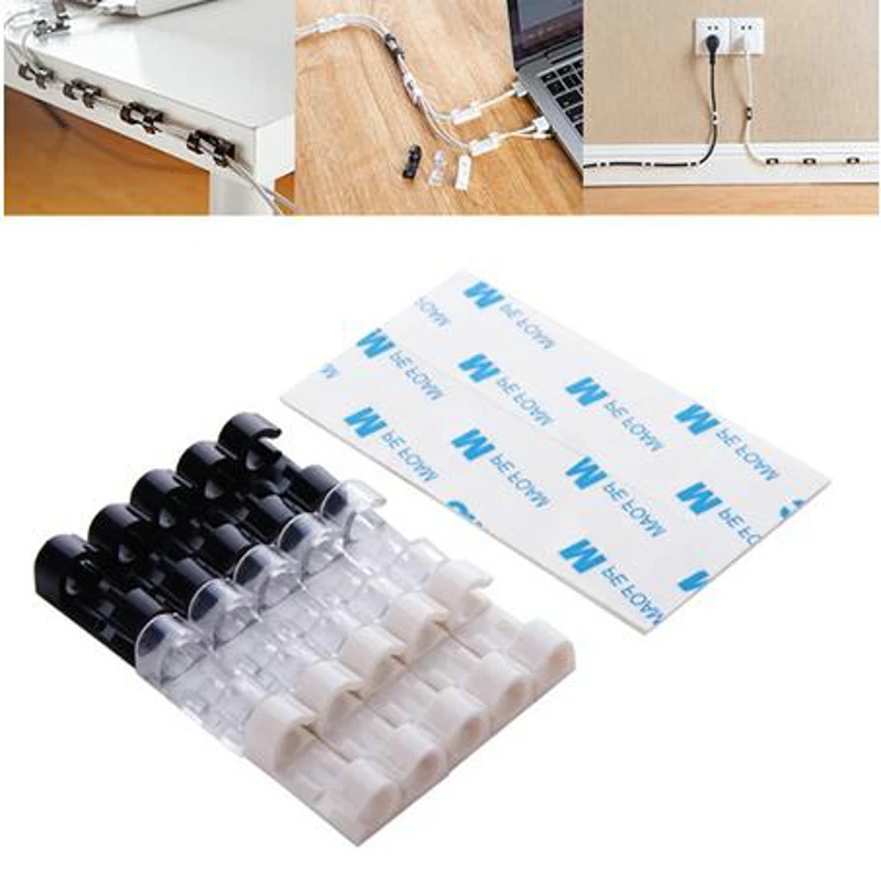 

5Pcs Cable Clips Desktop Organizer Self Adhesive Cord Management Wire Holder Data Telephone Line Winder Sleeve Cable Winder