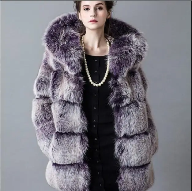 Популярное пальто из искусственного меха женская шапка с капюшоном