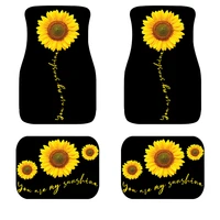jun teng black background sunflower personality printing car interior design accessories 4pcs rubber material non slip foot mat