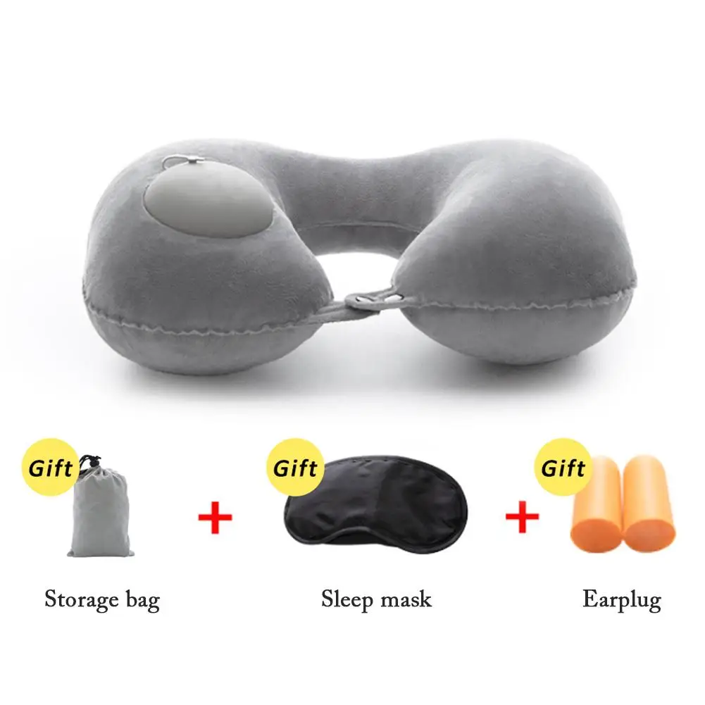 Надувная дорожная подушка для поддержки шеи U образная бархатная надувная с