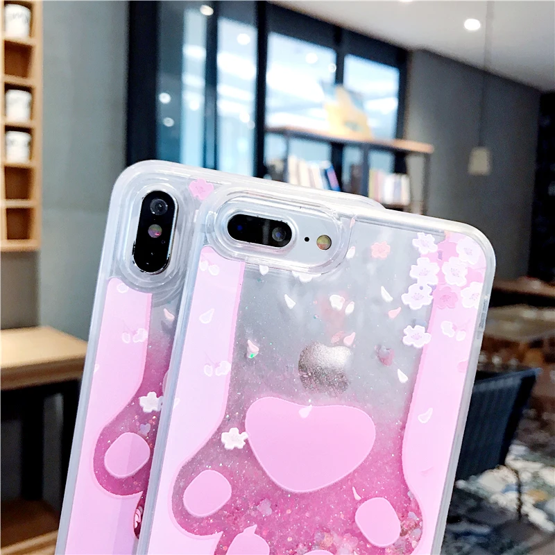 Чехол Tfshining с милыми кошачьими лапами блестящий зыбучий песок жидкий струящийся