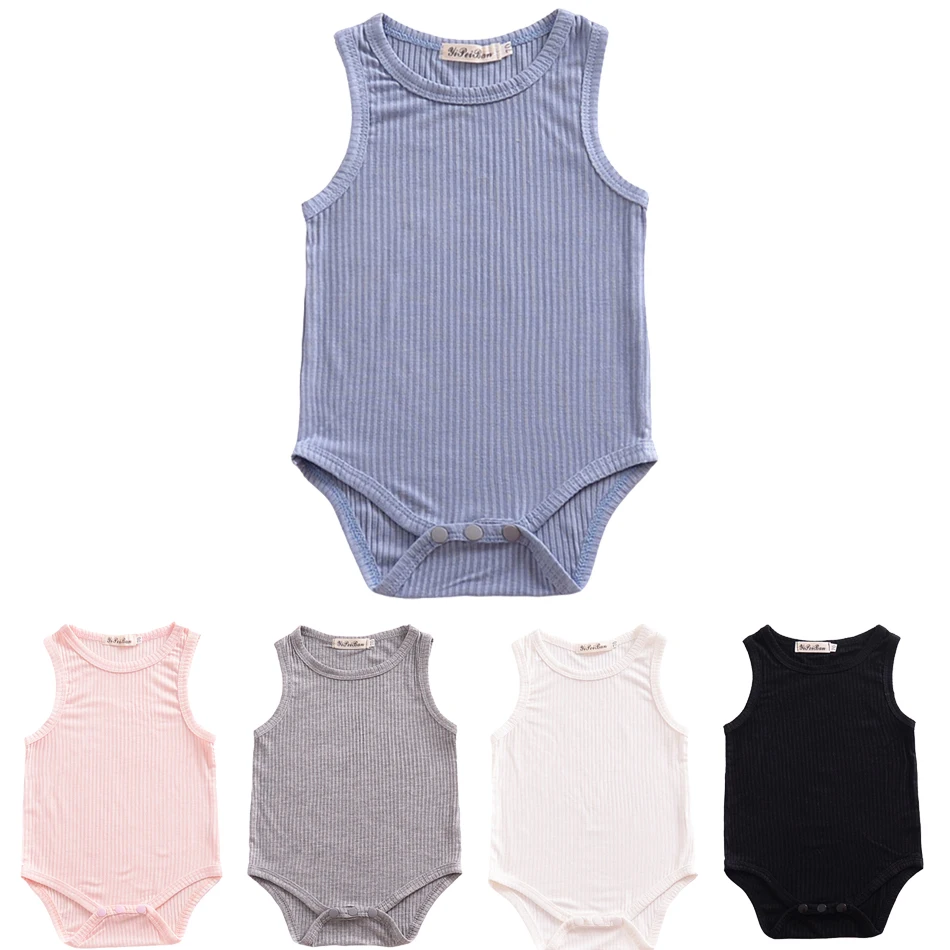 

Baby Girl Romper Sleeveless Candy Color Clothes for Newborn 0-2 Years Knitted Fashion Summer Onesie New Born Boy Casual Jumpsuit